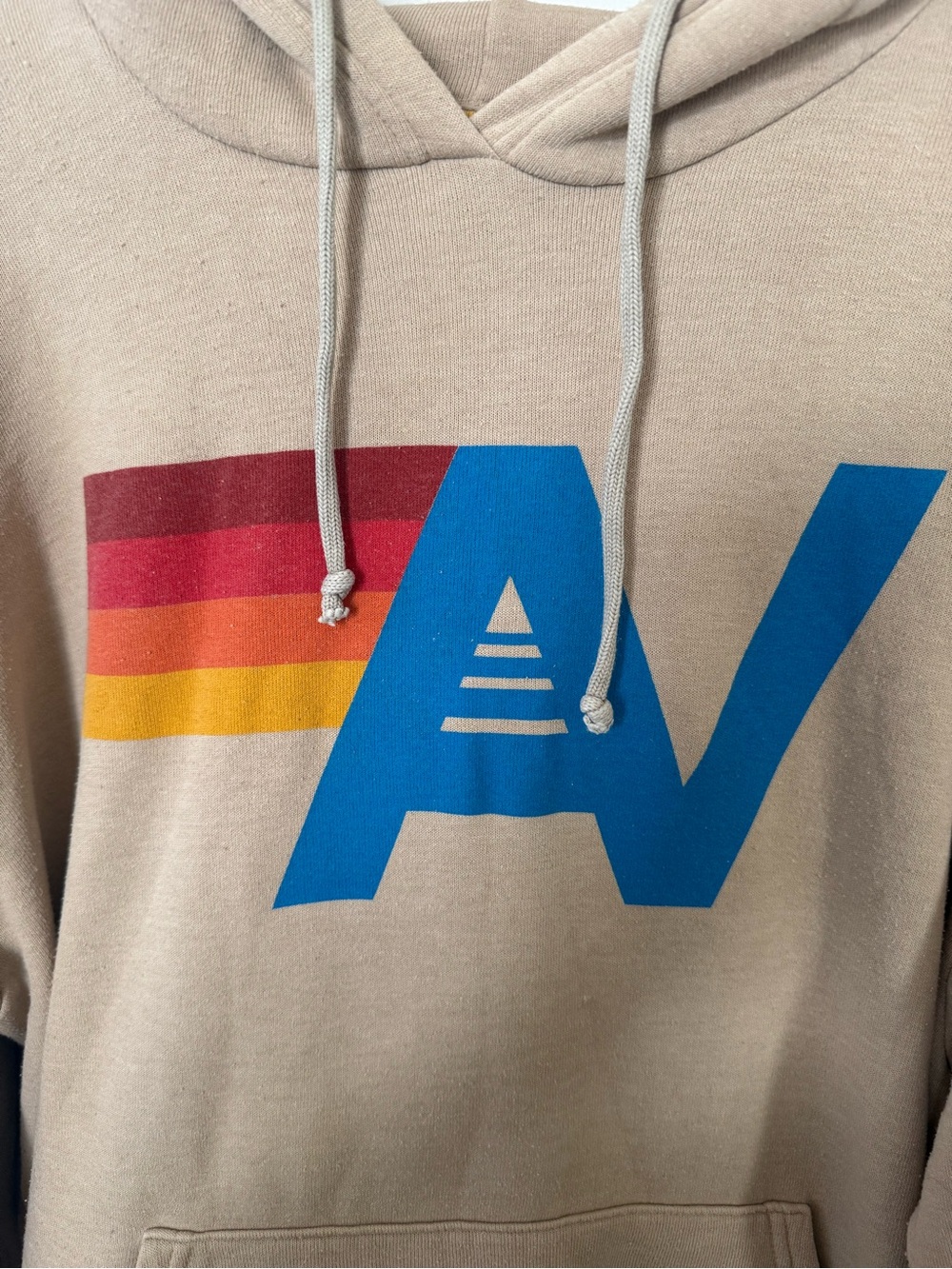 Aviator Nation Logo Stitch Relaxed Hoodie Sand Unisex Size Large - Picture 5 of 9